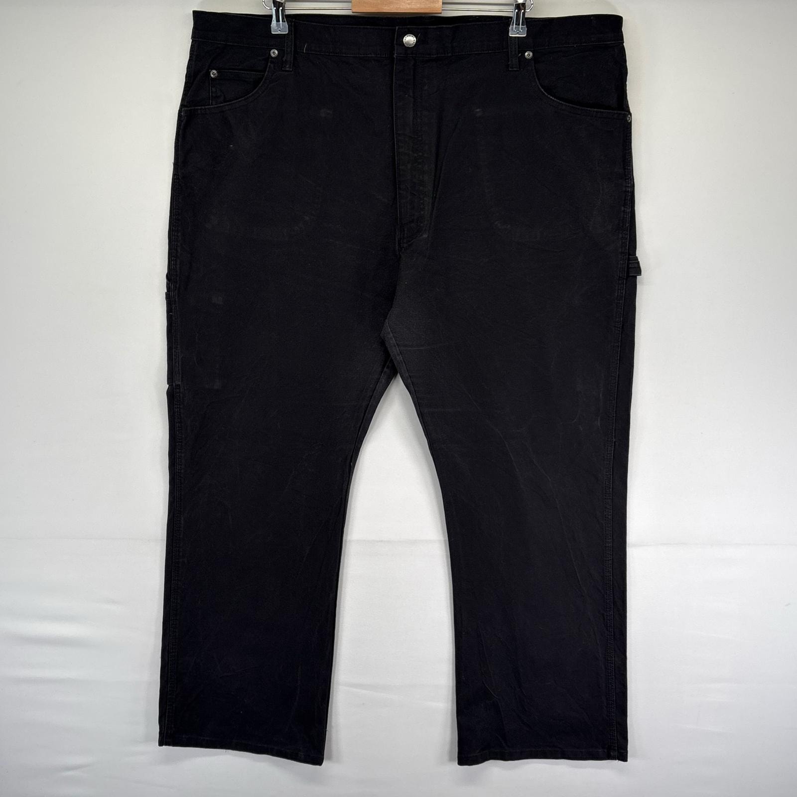 古着 ディッキーズ Dickies ダック パンツ ハンマーループ ジッパーフライ 大きいサイズ ワンポイントロゴ w44 L30  ブラック系 メンズ