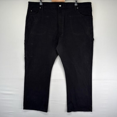 古着 ディッキーズ Dickies ダック パンツ ハンマーループ ジッパーフライ 大きいサイズ ワンポイントロゴ w44 L30 ブラック系 メンズ