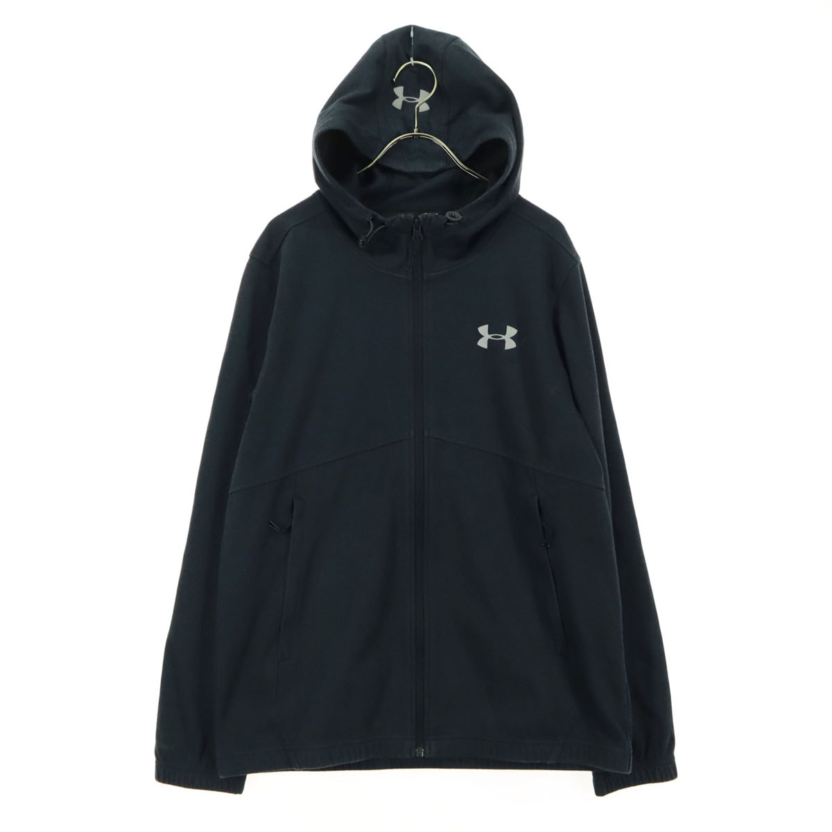 UNDER ARMOUR アンダーアーマー HEATGEAR ワンポイントロゴ 長袖 ジップパーカー MD ブラック