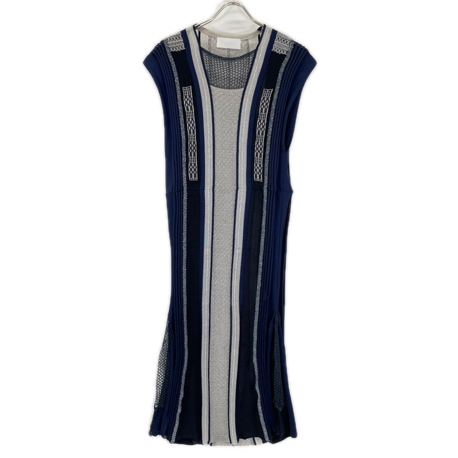 マメクロゴウチ 20SS ネイビー ニット ドレス 1