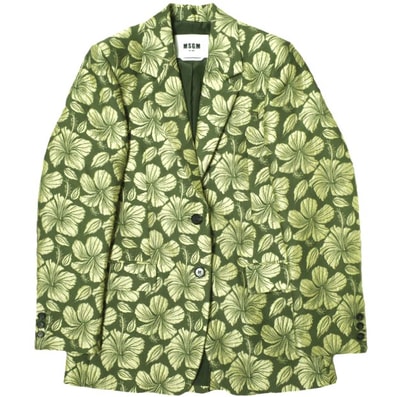 MSGM エムエスジーエム イタリア製 Floral Embroidered Jacket 花柄刺繍2Bジャケット 3441MDG26A 40 グリーン テーラード アウター g22534