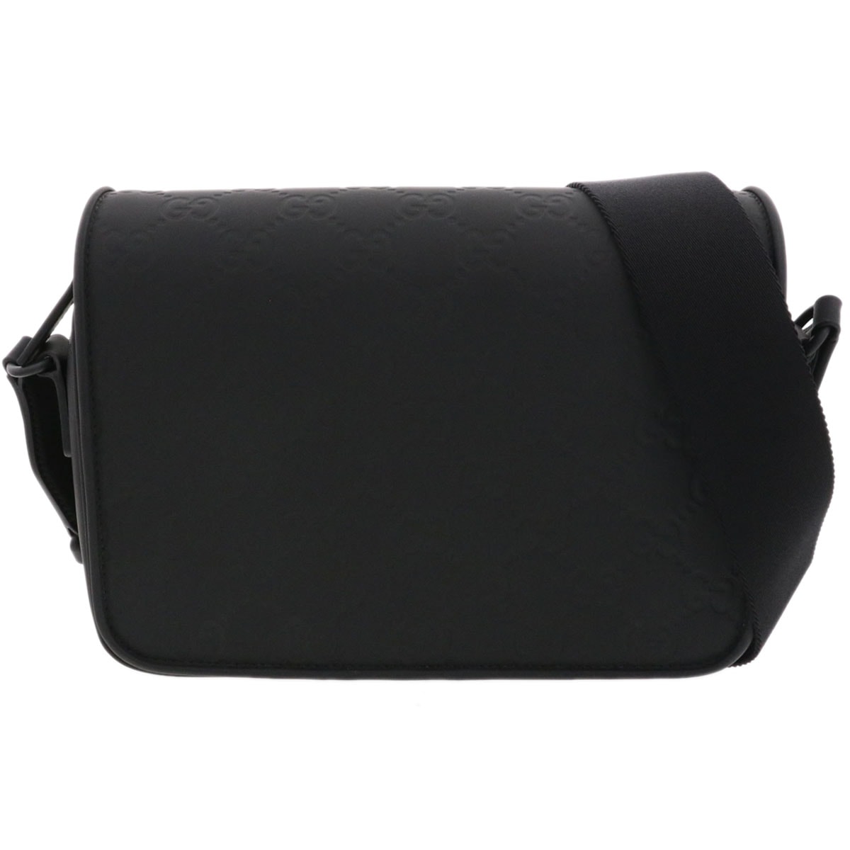 GUCCI グッチ GG ラバーエフェクト レザー メッセンジャー ショルダーバッグ 775097 レザー ブラック  ユニセックス【中古】