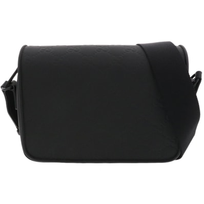 GUCCI グッチ GG ラバーエフェクト レザー メッセンジャー ショルダーバッグ 775097 レザー ブラック ユニセックス【中古】