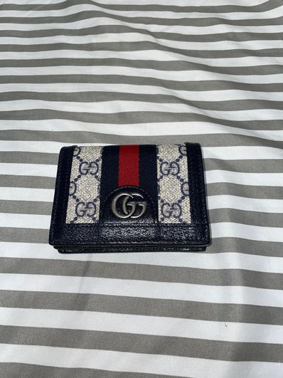 GUCCI Ophidia GG Card Case Wallet Supreme Canvas "Beige/Blue"