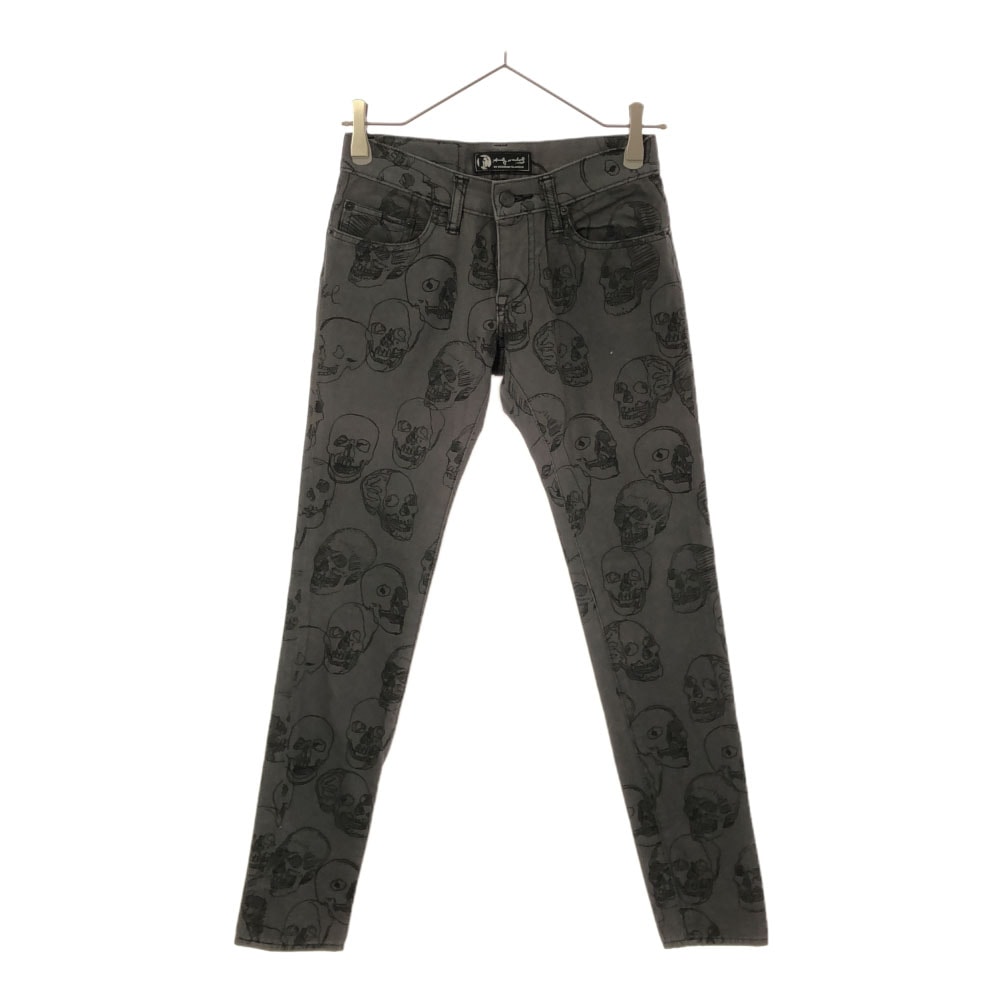 ANDY WARHOL BY HYSTERIC GLAMOUR アンディウォーホル バイ ヒステリックグラマー 日本製 スカル柄 スリムパンツ XXS ボタンフライ