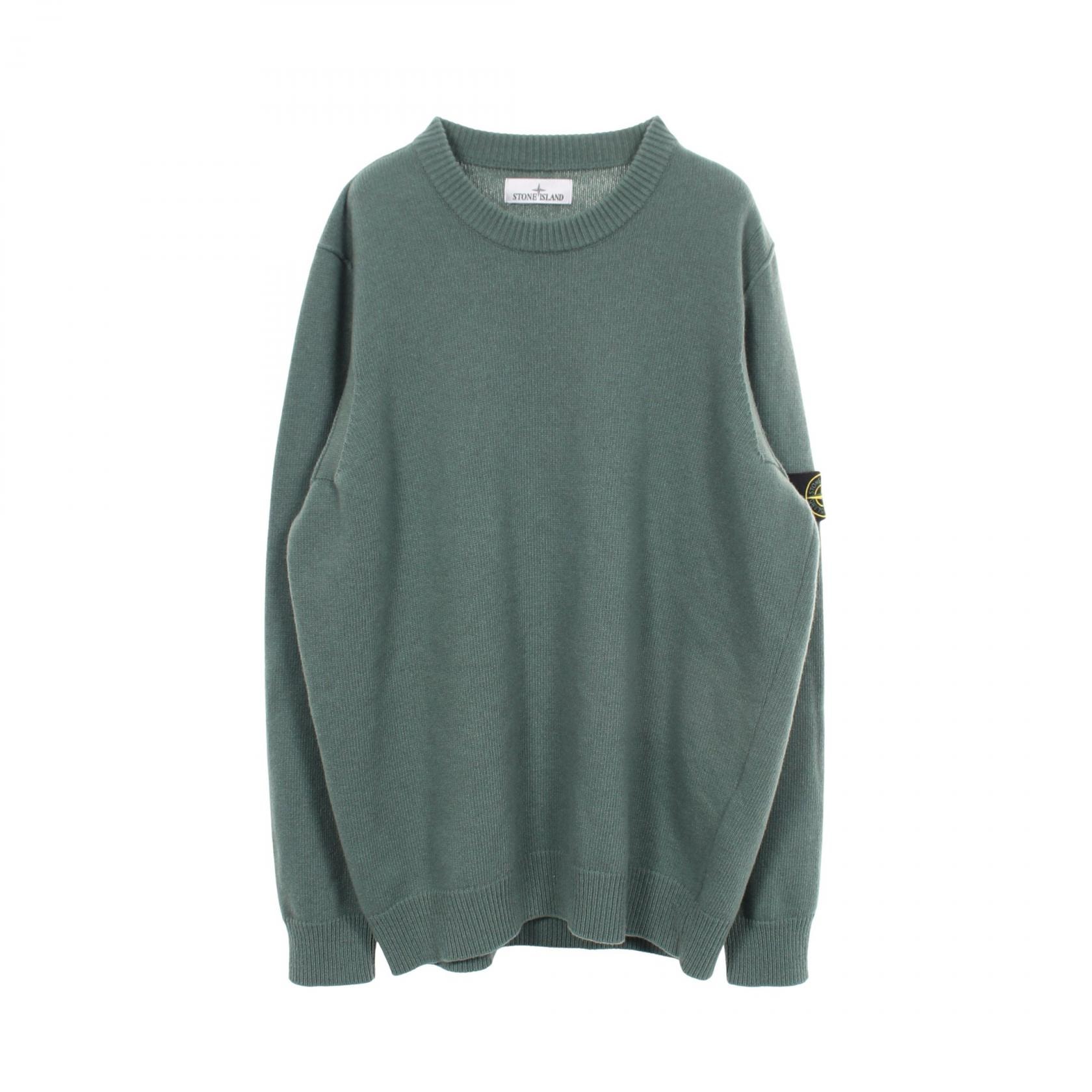 Stone Island Crew Neck Lambswool Knit Sweater "Grey Green" 8115508A3