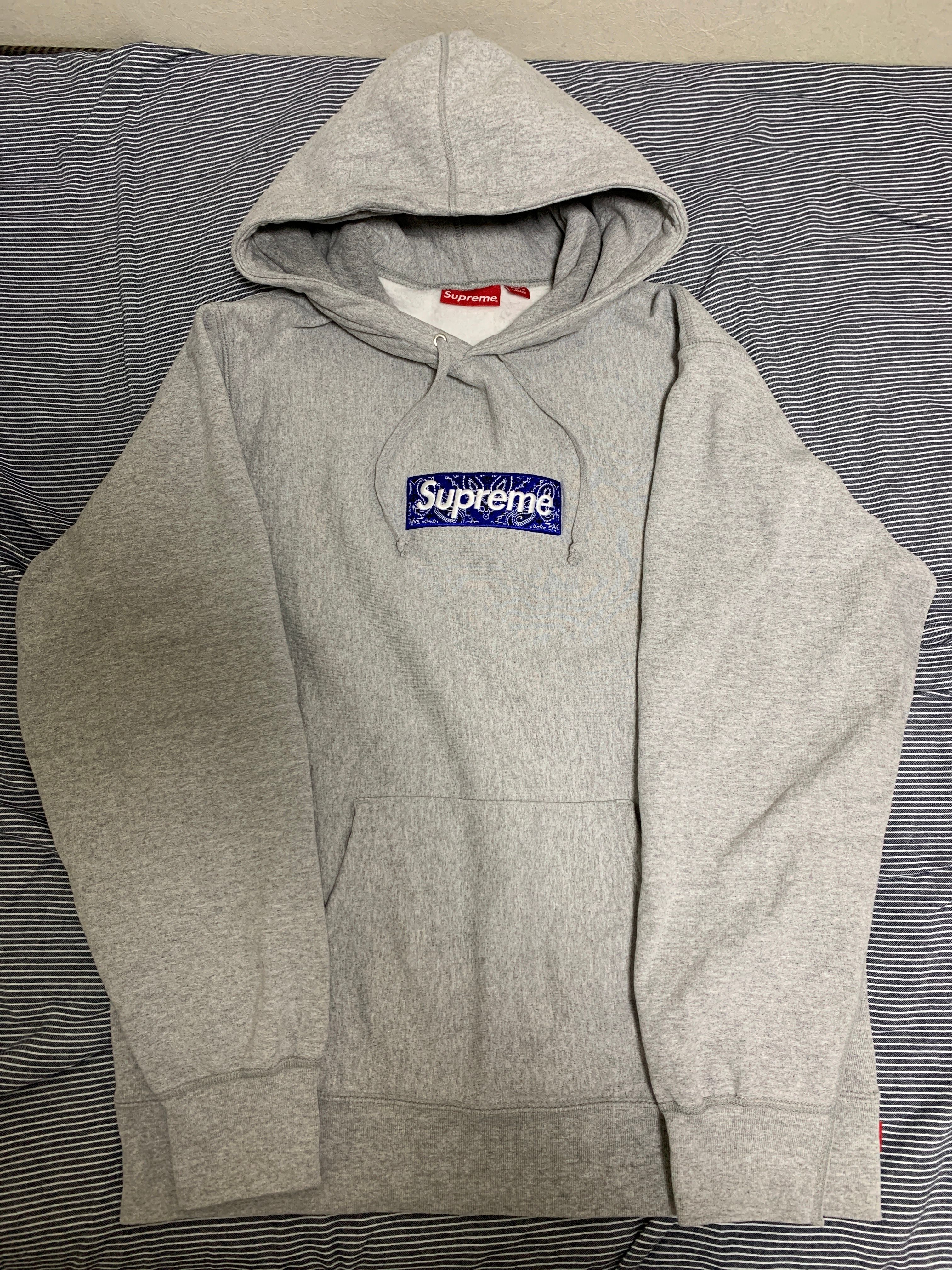 Supreme Bandana Box Logo Hooded Sweatshirt "Grey"