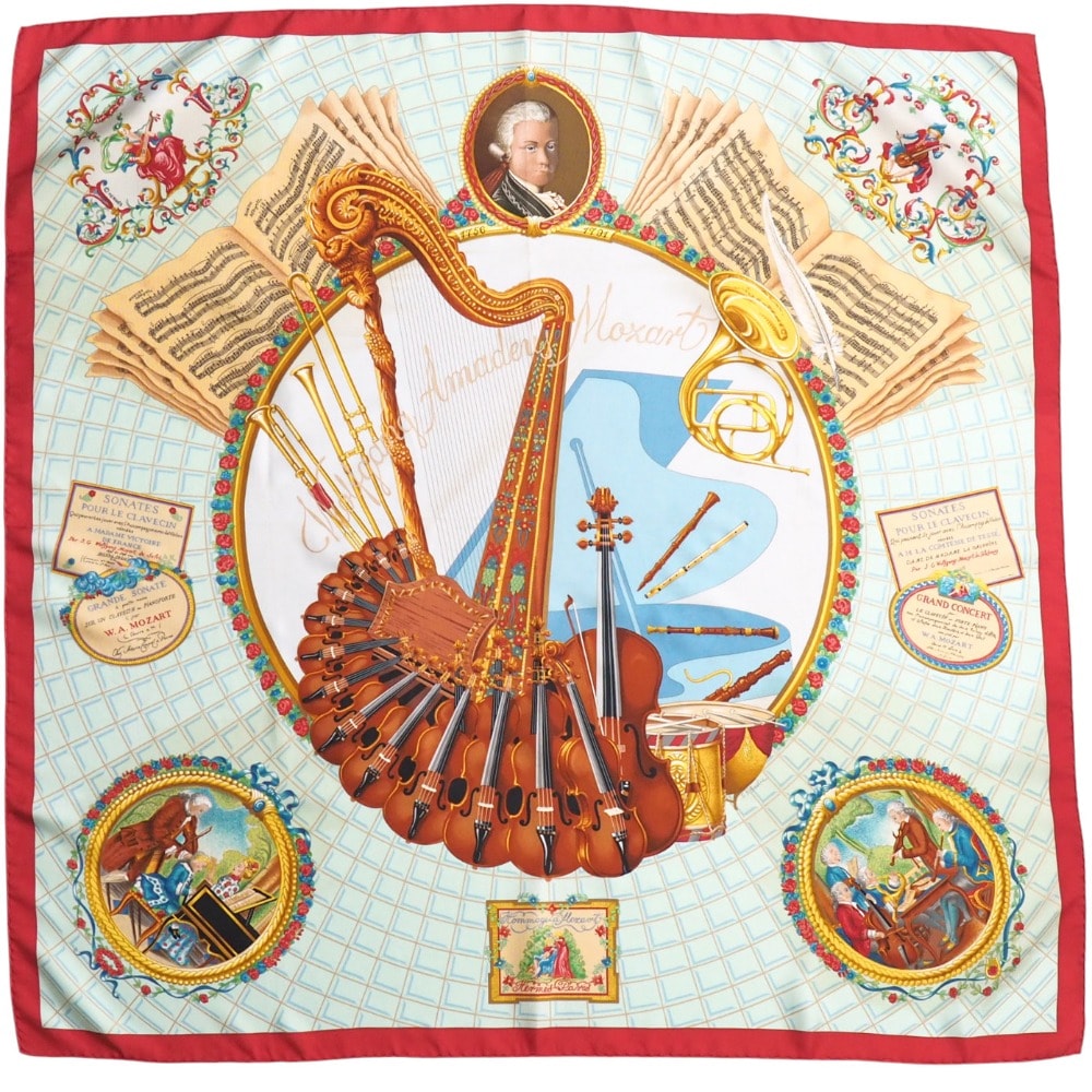 HERMES エルメス Wolfgang Amadeus Mozart モーツァルトへの賛歌 カレ90 スカーフ シルクツイル 正方形【おすすめ】 フランス製 ブランド古着【中古】20250916/RA6119