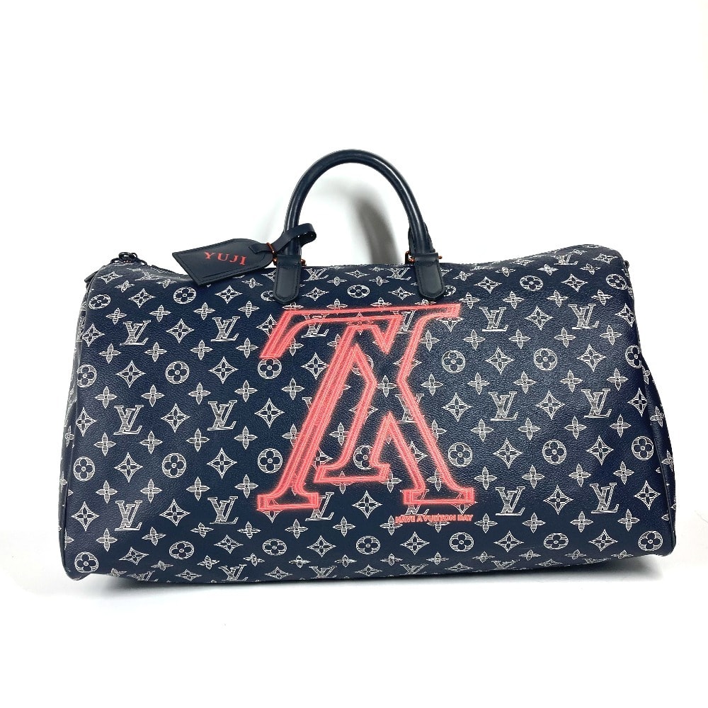 ルイヴィトン LOUIS VUITTON  キーポルバンドリエール50 M43684 モノグラムインク アップサイドダウン ハンドバッグ カバン トラベルバッグ ボストンバッグ モノグラムキャンバス ネイビー 美品