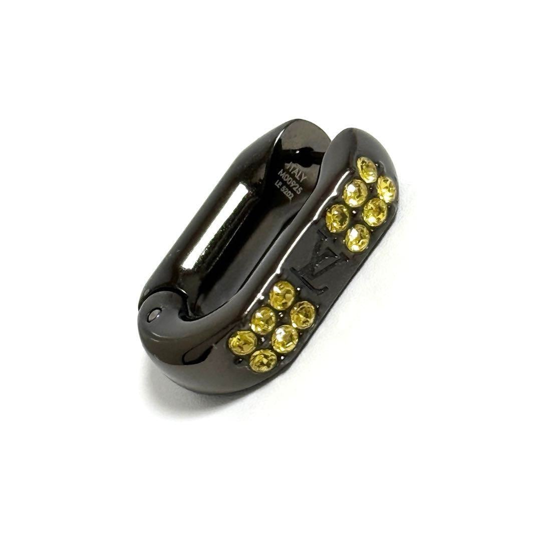 【片耳1個のみ】ルイヴィトン メンズ フープ ピアス パラダイスチェーン 黒x黄