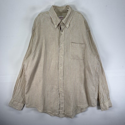 古着 ブルックスブラザーズ Brooks Brothers 長袖シャツ 胸ポケット L ベージュ系 ストライプ メンズ