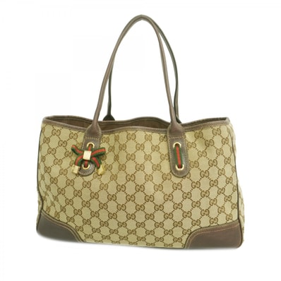 【6dd5259】グッチ トートバッグ GGキャンバス プリンシー 163805 キャンバス ブラウン シャンパンゴールド金具【中古】レディース