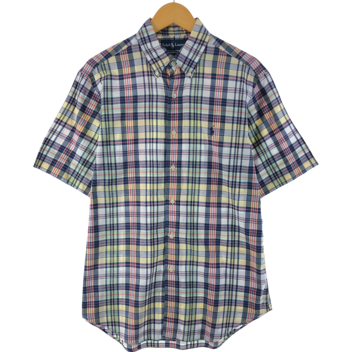古着 ラルフローレン Ralph Lauren CLASSIC FIT 半袖 ボタンダウン チェックシャツ メンズM相当/eaa537274
