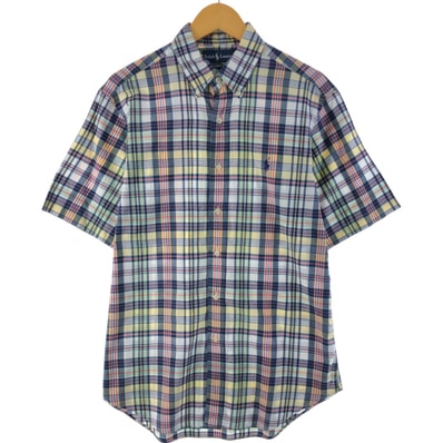 古着 ラルフローレン Ralph Lauren CLASSIC FIT 半袖 ボタンダウン チェックシャツ メンズM相当/eaa537274