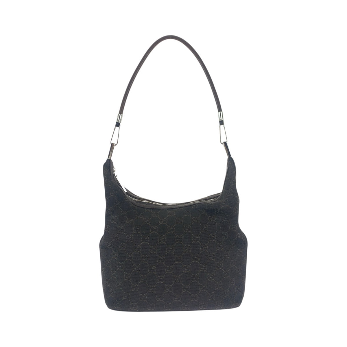 美品 GUCCI グッチ ブラウン ダークブラウン シルバー金具 GGキャンバス レザー/ ショルダーバッグ ハンドバッグ 601491 【中古】