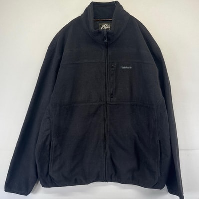 古着 ティンバーランド Timberland フリース ジャケット フルジップ ワンポイントロゴ 大きいサイズ 2XL ブラック系 メンズ
