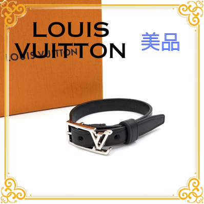 ■美品■ LOUIS VUITTON ルイヴィトン M8284 LV スカイライン ブレスレット ブラック メンズ レディース ユニセックス 黒 アクセサリー