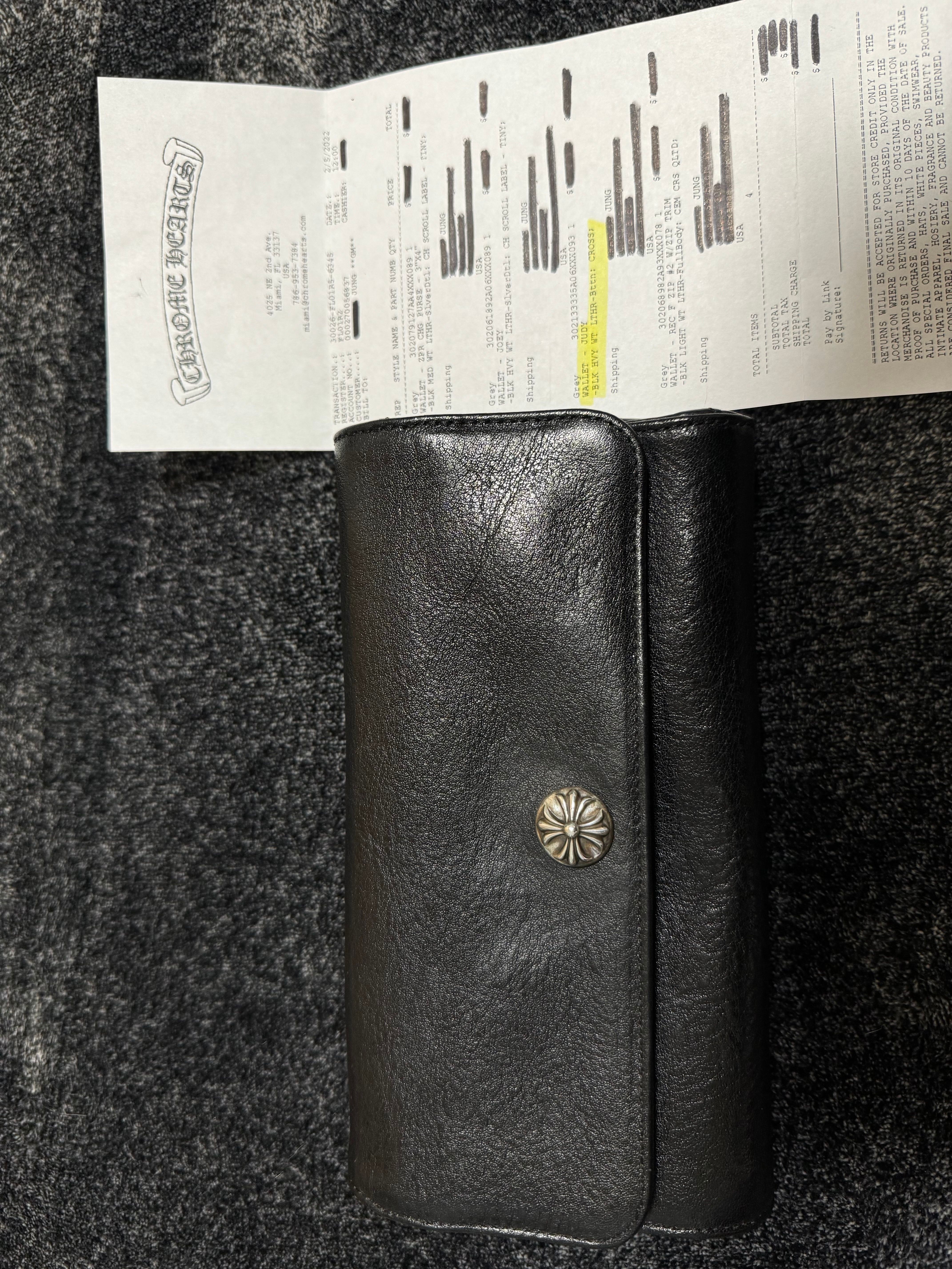 Chrome Hearts Judie Wallet W / Cross Button Snap Type "Black"