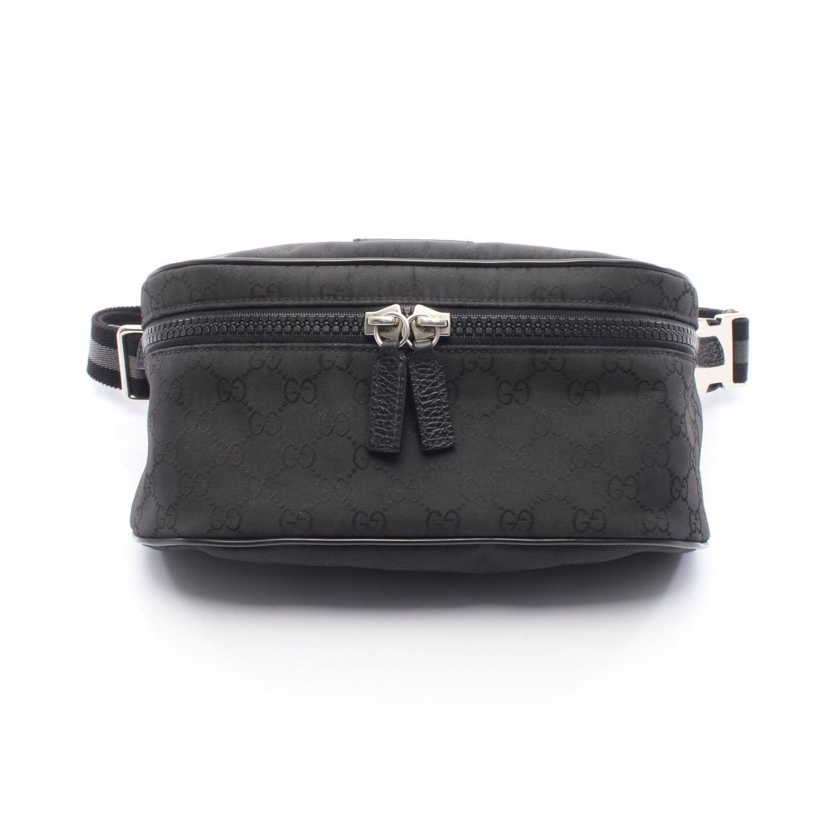 グッチ GUCCI GG柄 ウエストバッグ バッグ ナイロン レザー メンズ レディース ブラック系 449182 【中古】