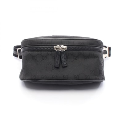 グッチ GUCCI GG柄 ウエストバッグ バッグ ナイロン レザー メンズ レディース ブラック系 449182 【中古】