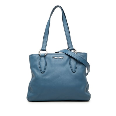 ミュウミュウ ハンドバッグ ショルダーバッグ 2WAY コバルトブルー レザー レディース MIUMIU 【中古】