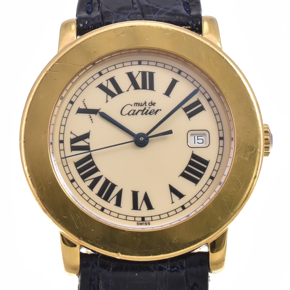 値下 カルティエ CARTIER W1006822 マストロンド LM アイボリー クォーツ レディース 良品 腕時計 I#148056