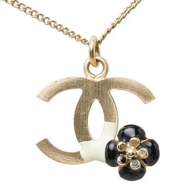 シャネル ココマーク カメリア チェーン ペンダント ネックレス B10A刻印 ゴールド メッキ レディース CHANEL 中古