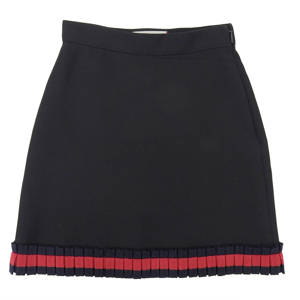 グッチ ニットラインフリル ミニスカート レディース 黒 ブラック 36 453892 16年 36