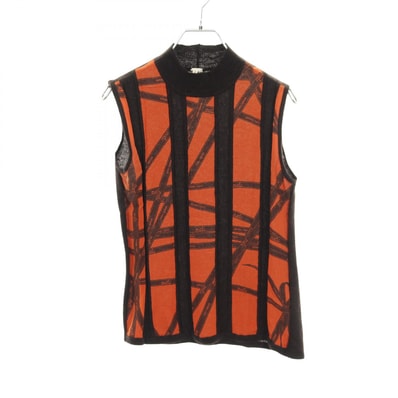 エルメス HERMES ボルデュックリボン ニット 衣料品 トップス シルク カシミヤ シルク オレンジ レディース オレンジ系 / ブラウン系 【中古】