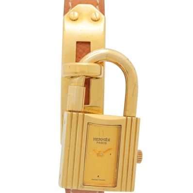 エルメス HERMES ケリーウォッチ 腕時計 時計 GP(ゴールドメッキ) レザーベルト レディース ゴールド系 KE1.201 【中古】