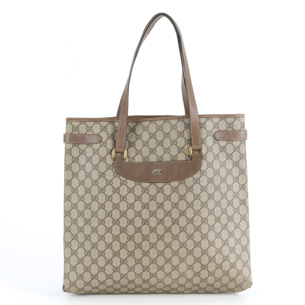 グッチ GGスプリームトート バッグ レザー×コーティングキャンバス