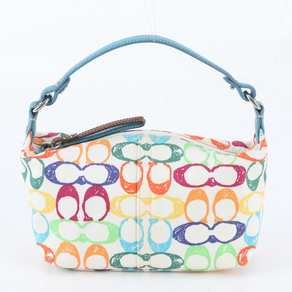 Coach カラフルポーチ B (目立った傷や汚れなし)】□美品 コーチ シグネチャーカラフル