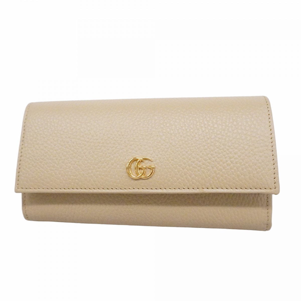 ★最終価格【6cc3321-k】グッチ 長財布 GGマーモント 456116 レザー ベージュ ゴールド金具【中古】レディース