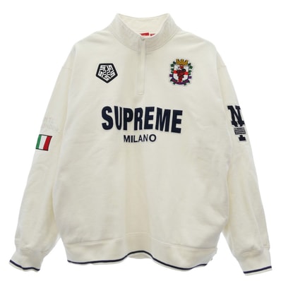 Supreme シュプリーム スウェット 22AW Milano Half Zip Pullover ロゴワッペン ハーフジップ プルオーバースウェット ホワイト系 XXL【中古】