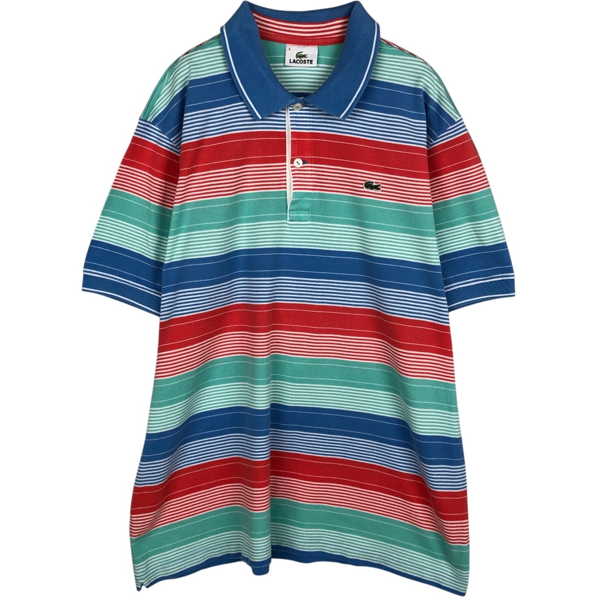 古着 ラコステ LACOSTE DESIGNED IN FRANCE マルチボーダー 半袖 ボーダー ポロシャツ 6 メンズL相当/eaa635114
