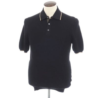 【中古】クルチアーニ CRUCIANI コットン 半袖 ポロニット ブラック【サイズ52】【メンズ】