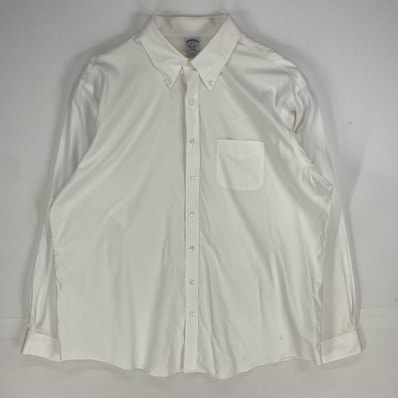 古着 ブルックスブラザーズ Brooks Brothers 長袖シャツ 刺繍ロゴ ワンポイント REGENT 2XL ホワイト系 無地 メンズ