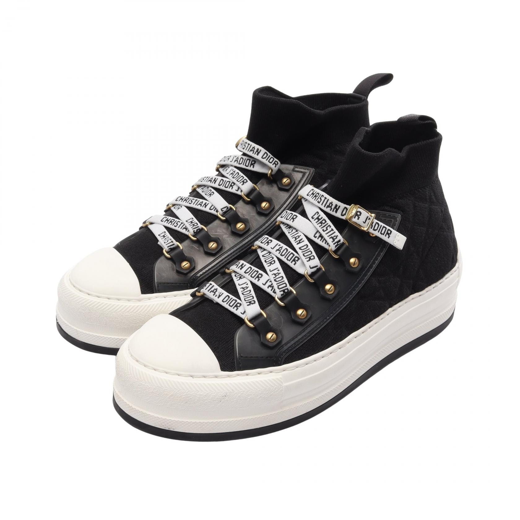 ディオール Dior WALK'N'DIOR スニーカー 靴 ファブリック レザー レディース ブラック系 KCK389CHK 【中古】