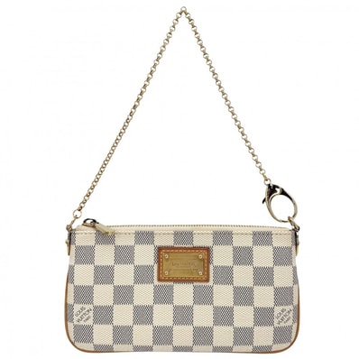 LOUIS VUITTON ルイヴィトン ハンドバッグ ポシェットミラMM アクセサリーポーチ チェーン N60027 ダミエアズールキャンバス ホワイト 白 ゴールド金具 レディース【中古品】