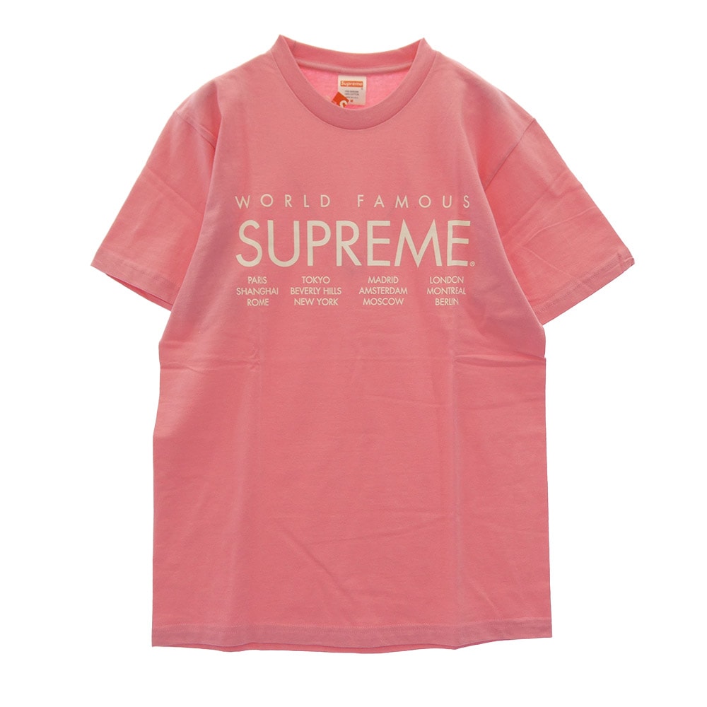 Supreme シュプリーム Tシャツ 15SS International Tee インターナショナル プリント 半袖 Tシャツ カットソー ピンク系 M【新古品】【未使用】【中古】