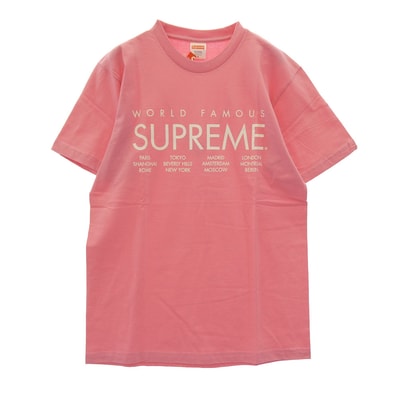 Supreme シュプリーム Tシャツ 15SS International Tee インターナショナル プリント 半袖 Tシャツ カットソー ピンク系 M【新古品】【未使用】【中古】