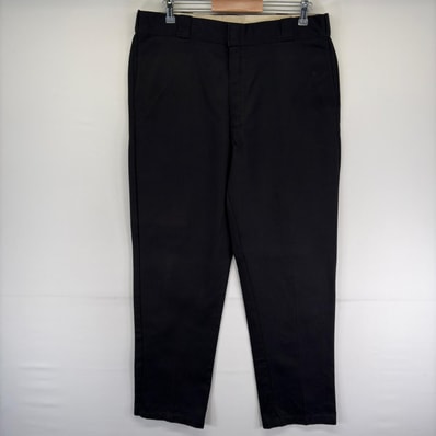 古着 ディッキーズ Dickies パンツ 874 チノパン スラックス ワンポイント ストレート ジップフライ w38 L34 ブラック系 メンズ