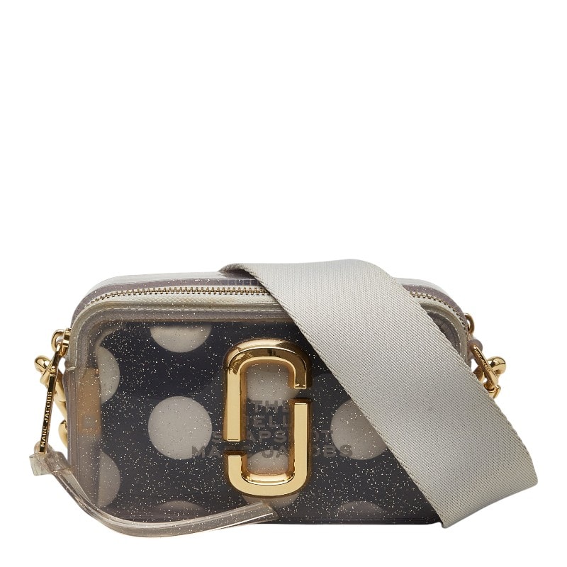 マークジェイコブス ザ ジェリー グリッター スナップショット 斜め掛け ショルダーバッグ グレー ビニール レディース MARC JACOBS 【中古】