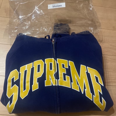 Supreme Cracked Raglan Zip Up Hooded Sweatshirt "Washed Navy"
