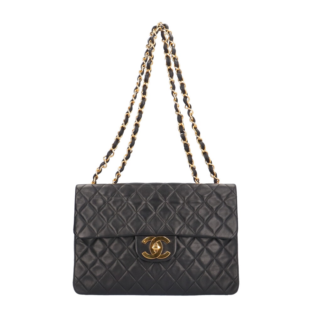 シャネル デカマトラッセ34 ショルダーバッグ ラムスキン ブラック レディース CHANEL  中古