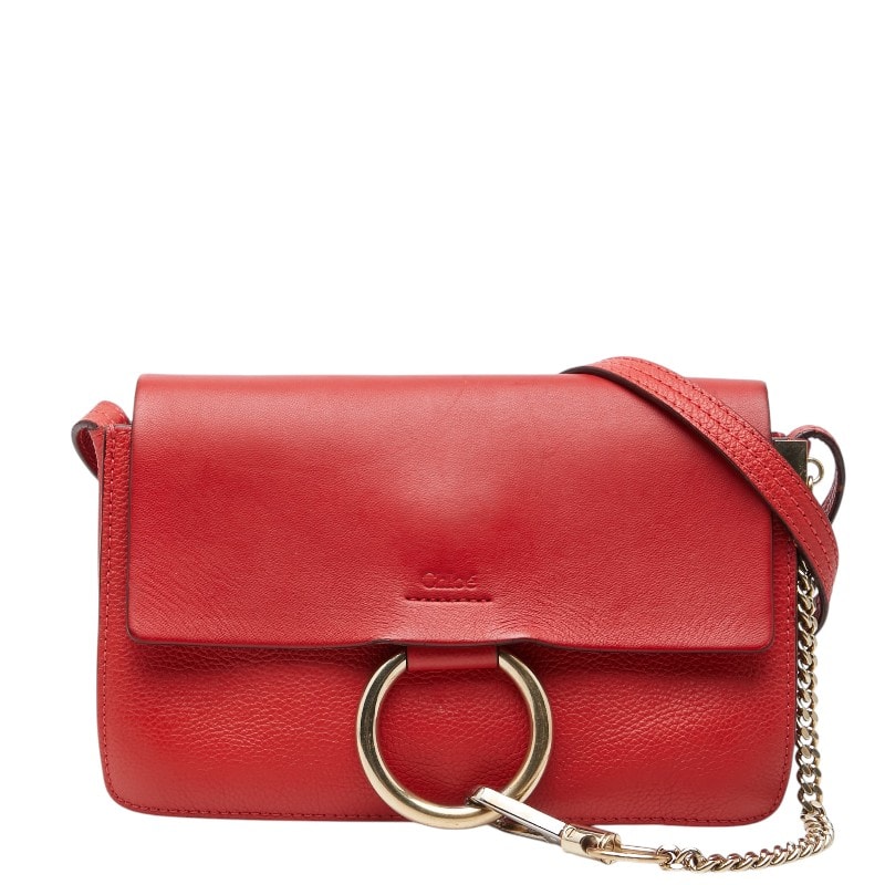 クロエ フェイ 斜め掛け ショルダーバッグ レッド レザー レディース Chloe 【中古】