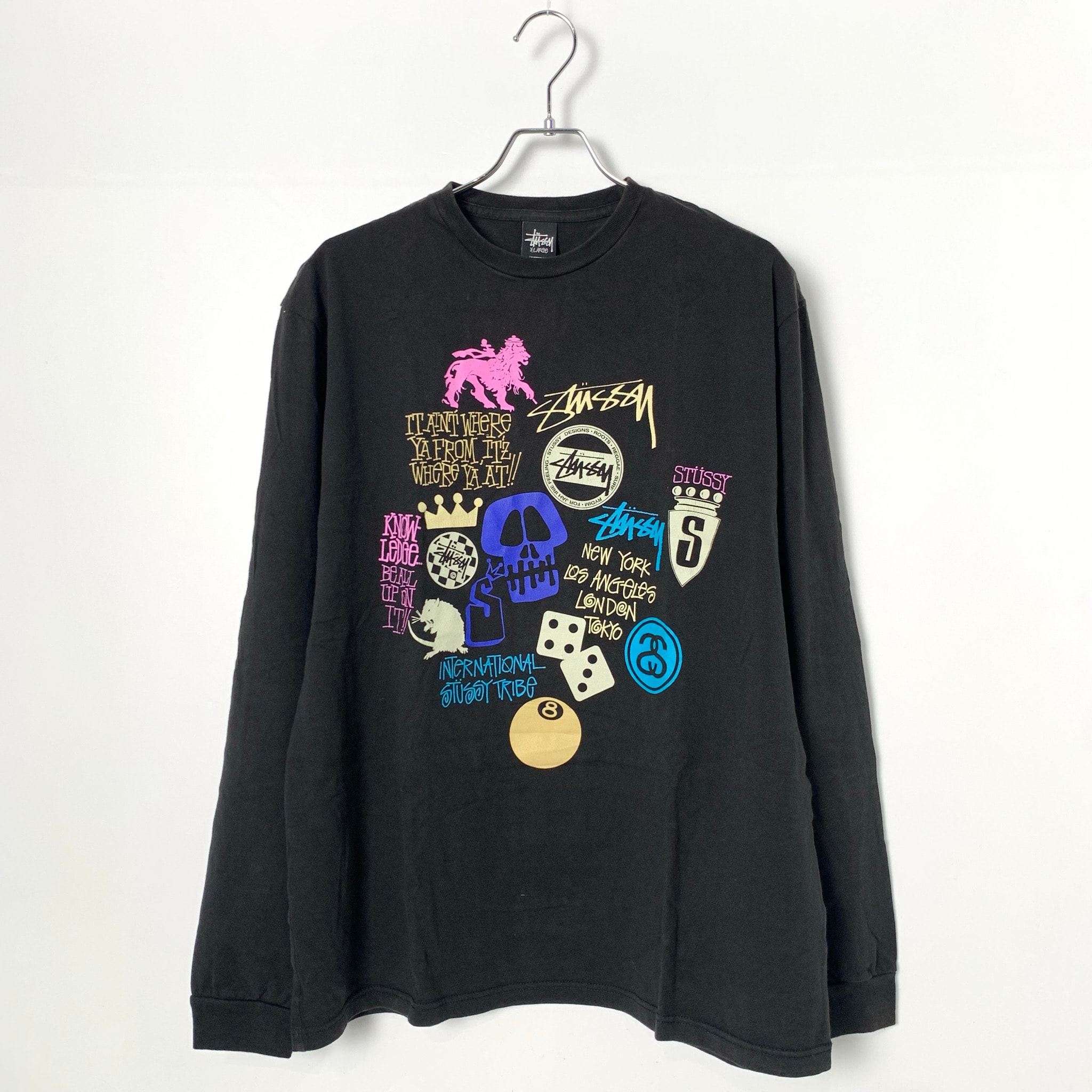 STUSSY MIX LOGO LS TEE Black