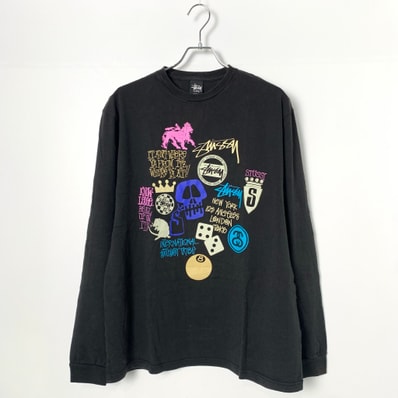 STUSSY MIX LOGO LS TEE Black