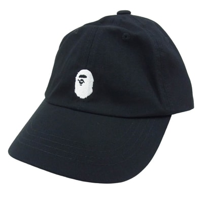A BATHING APE アベイシングエイプ キャップ 001GDM201001H ロゴ刺繍 コットン キャップ 帽子 ブラック系【新古品】【未使用】【中古】
