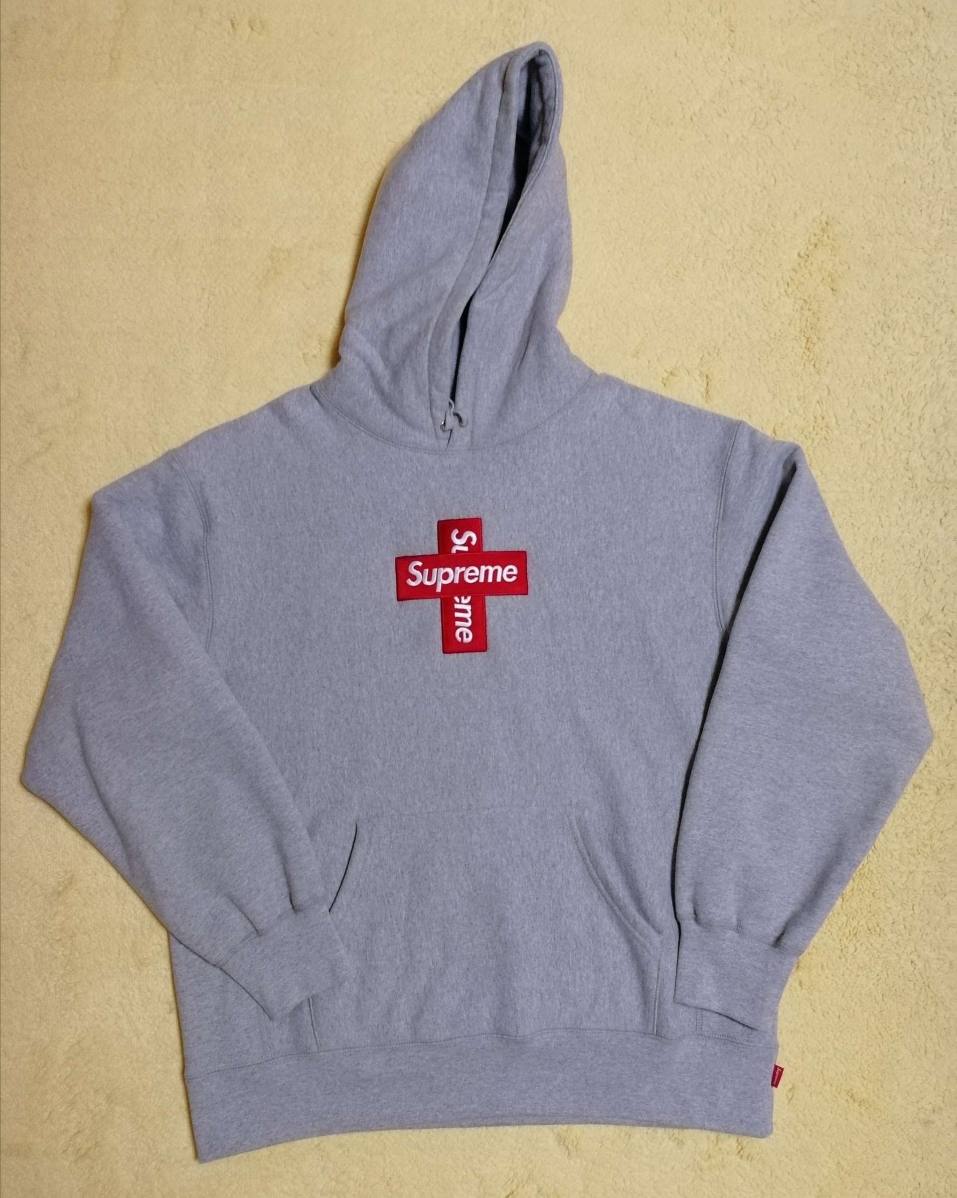 Supreme Cross Box Logo Hooded Sweatshirt "Grey"